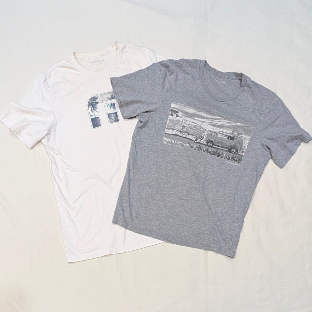 Travis Mathew Mens Graphic T-Shirt Bundle White Gray Surf Van Palm Tree L/XL